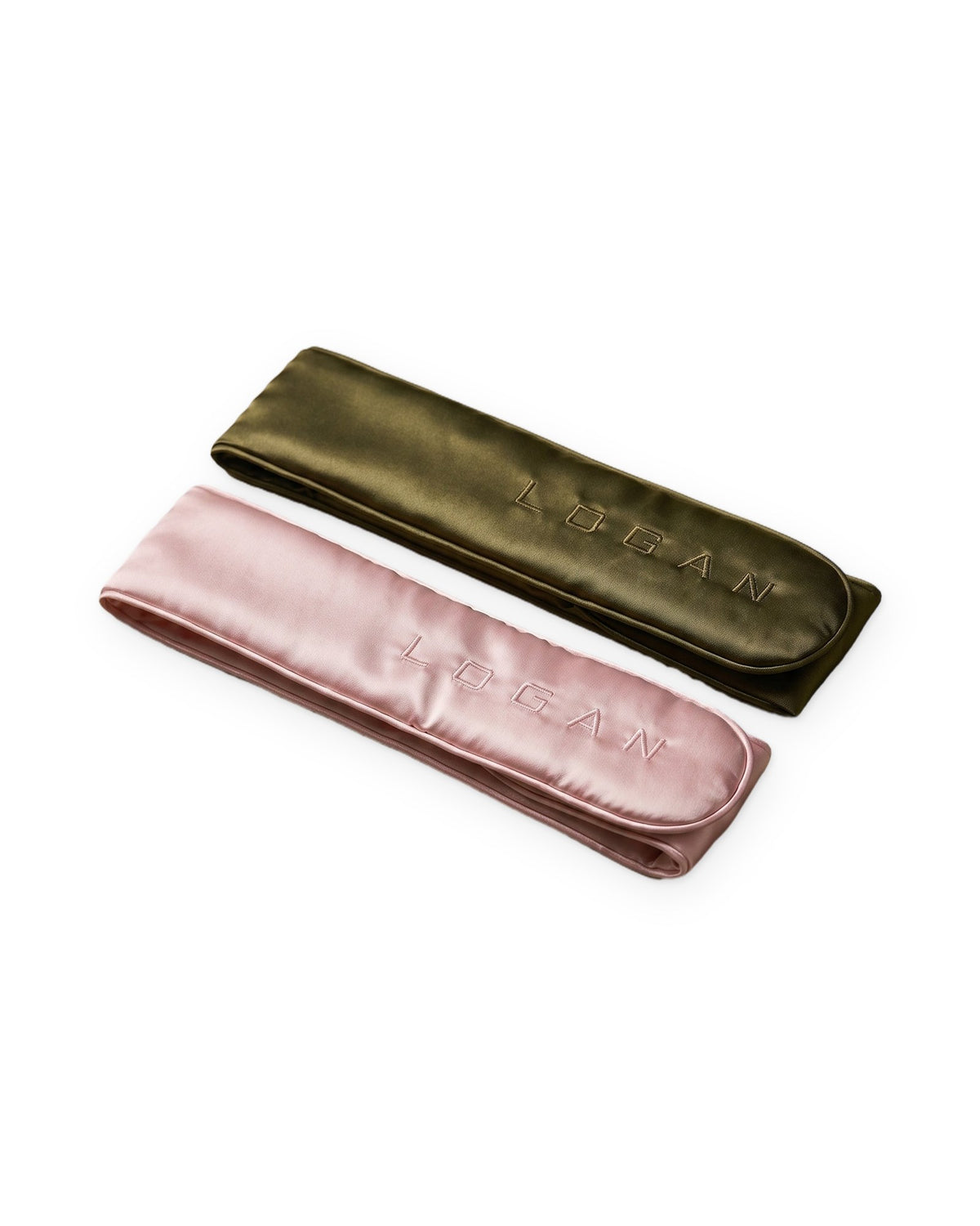 LOGAN silk hairbands in Sage Olive and Pink Blush