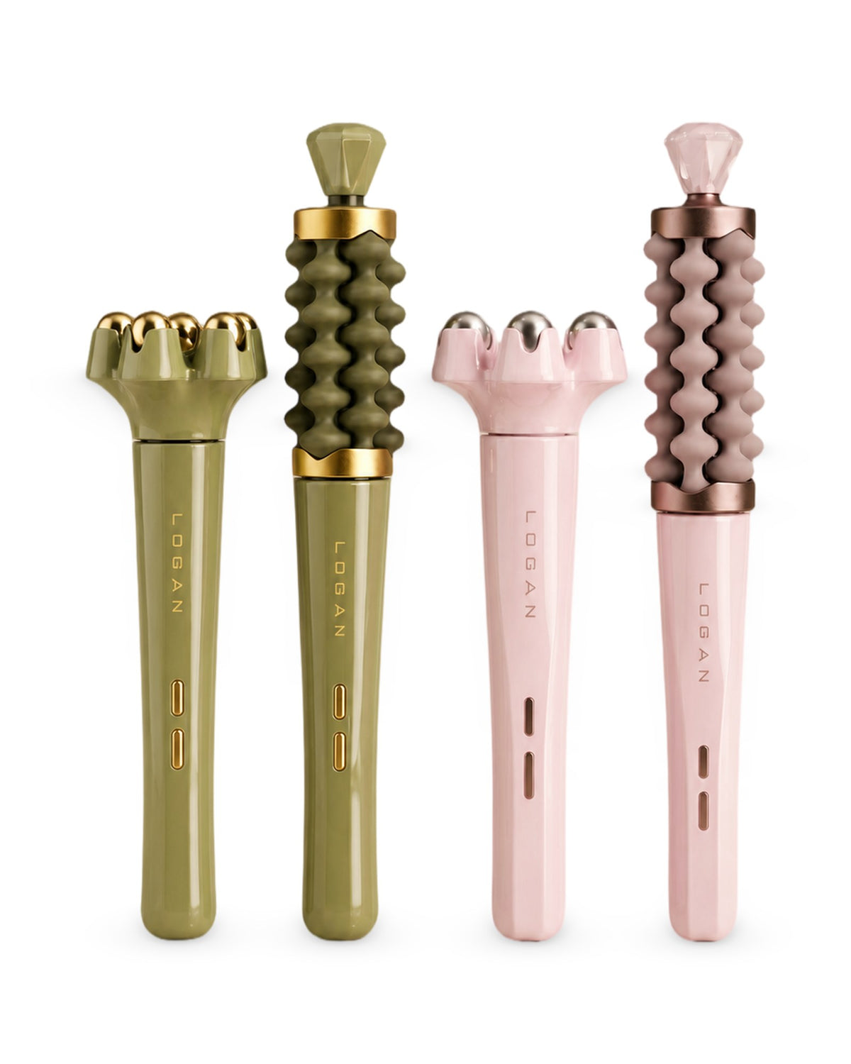 LOGAN EndoSculpt in Sage Olive and Pink Blush, shown with both attachments